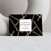 シック金ゴールドボビーピン美容師サロンブラック 名刺