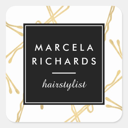 シック金ゴールドボビーピン美容師サロン スクエアシール (正面)