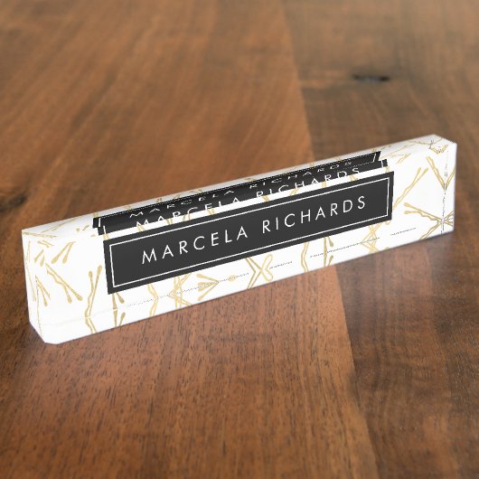 シック金ゴールドボビーピン美容師サロン デスクネームプレート (側面)