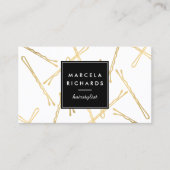 シック金ゴールドボビーピン美容師サロン 名刺 (正面)