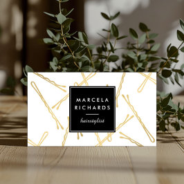 シック金ゴールドボビーピン美容師サロン 名刺