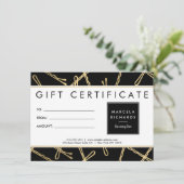 シック金ゴールドボビーピン美容師ブラックギフトカード (スタンド正面)