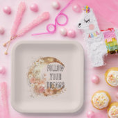 シック金ゴールドボホ赤面ピンクフローラ誕生日 ペーパープレート (パーティー)