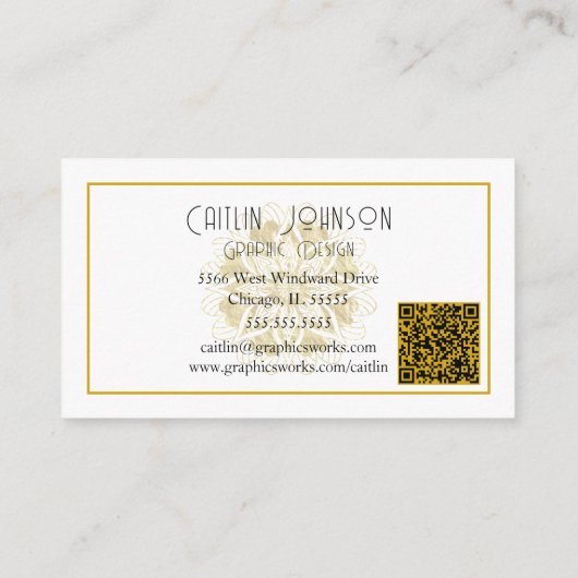 シック金ゴールドマンダラグラフィックデザイナー/汎用QRコード 名刺 (裏面)