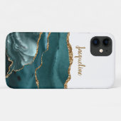 シック金ゴールドマーブルゲードティール（緑がかった色）ブルーネモダンーム Case-Mate iPhoneケース (裏面(横))
