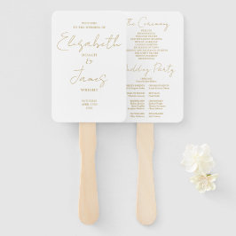 シック金ゴールドミニマリストスクリプト結婚式 プログラム ハンドファン