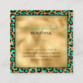 シック金ゴールドミントヒョウ印刷イヤリングディスプレイカード スクエア名刺 (裏面)