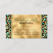 シック金ゴールドミントヒョウ印刷ファッショントレンディー モダン 名刺 (裏面)