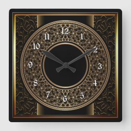 シック金ゴールドメダリオン スクエア壁時計