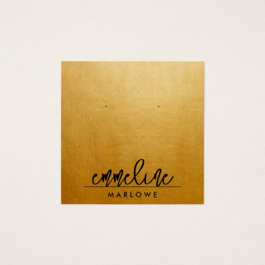 シック金ゴールドモダンミニマリストブラックイヤリングジュエリー (正面)