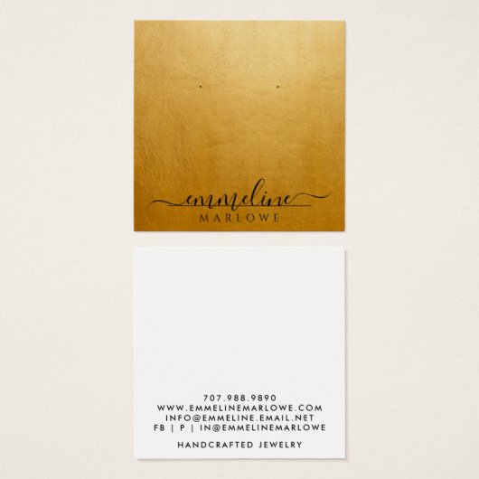 シック金ゴールドモダンミニマリストブラックイヤリングジュエリー (正面&裏面)