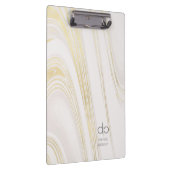 シック金ゴールドモダン大理石名とイニシャル クリップボード (右)