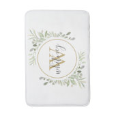 シック金ゴールドモノグラムエレガントスクリプトグリーン バスマット (正面縦)