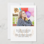 シック金ゴールドモノグラムガーリースクリプト2写真卒業 案内状 (裏面)