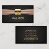 シック金ゴールドモノグラムダイヤモンドキルトメイクアップアーティスト 名刺 (正面/裏面)