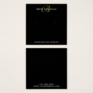 シック金ゴールドモノグラムブラックイヤリングディスプレイカード