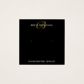 シック金ゴールドモノグラムブラックイヤリングディスプレイカード (正面)