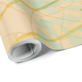 シック金ゴールドリーフアクアピンク ラッピングペーパー (ロールコーナー)