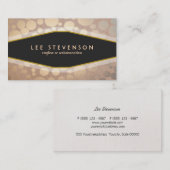シック金ゴールドリーフサークルベージュリネンルックファッション 名刺 (正面/裏面)