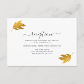 シック金ゴールドリーフミニマルウェディングレセプション エンクロージャーカード (正面)