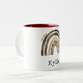 シック金ゴールドレオパード印刷レインボー名 ツートーンマグカップ (正面左)