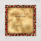 シック金ゴールドレッドヒョウ印刷ファッション スクエア名刺 (裏面)