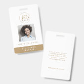 シック金ゴールドロゴフォト従業員または先生ID バッジ (正面＆裏面)