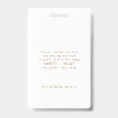 シック金ゴールドロゴフォト従業員または先生ID バッジ (裏面)