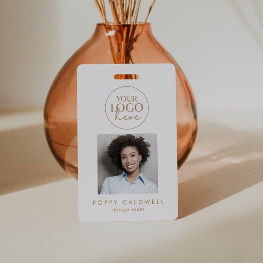 シック金ゴールドロゴフォトQRコードビジネスID バッジ