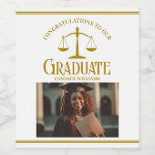 シック金ゴールドロースクールフォトカスタムー卒業パーティー ワインラベル (シングルラベル)