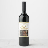 シック金ゴールドロースクールフォトカスタムー卒業パーティー ワインラベル (正面)