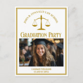 シック金ゴールドロースクールフォト卒業パーティー インビテーションポストカード (正面)