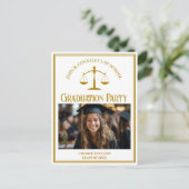 シック金ゴールドロースクールフォト卒業パーティー インビテーションポストカード (スタンド正面)