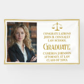 シック金ゴールドロースクールフォト卒業パーティー 横断幕 (横)