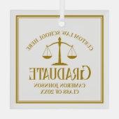 シック金ゴールドロースクール卒業カスタムクリスマス ガラスオーナメント (裏面)