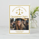 シック金ゴールドロースクール卒業写真パーティー 招待状 (スタンド正面)