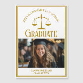 シック金ゴールドロースクール卒業写真マグネットカード (正面)