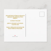 シック金ゴールドロースクール卒業写真 案内ポストカード (裏面)