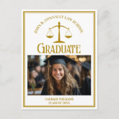 シック金ゴールドロースクール卒業写真 案内ポストカード (正面)