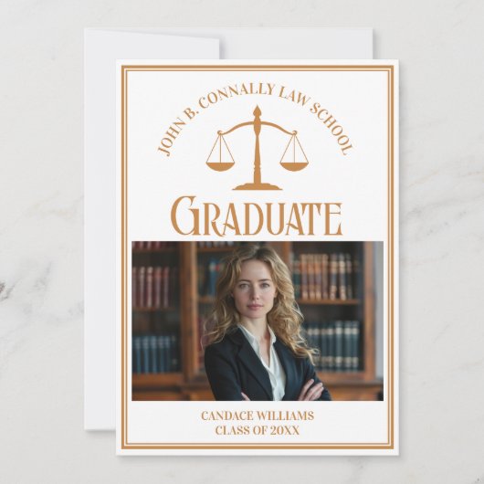 シック金ゴールドロースクール卒業写真 案内状 (正面)