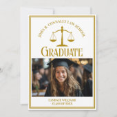 シック金ゴールドロースクール卒業写真 案内状 (正面)