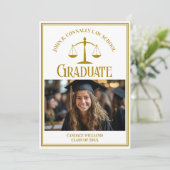 シック金ゴールドロースクール卒業写真 案内状 (スタンド正面)