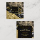 *~*シック金ゴールド人気があるグリッターブラックアゲート スクエア名刺 (正面/裏面)