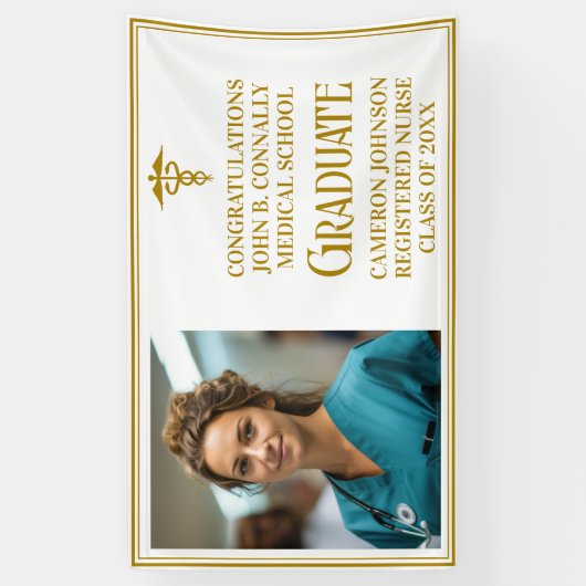 シック金ゴールド医学校写真卒業パーティー 横断幕 (縦)