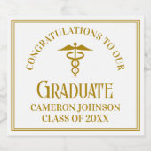 シック金ゴールド医学校卒業党 スパークリングワインラベル (シングルラベル)