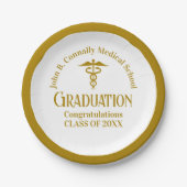 シック金ゴールド医学校卒業党 ペーパープレート (正面)