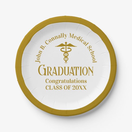 シック金ゴールド医学校卒業党 ペーパープレート (正面)