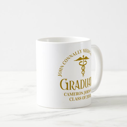 シック金ゴールド医科学校卒業カスタム コーヒーマグカップ (正面右)