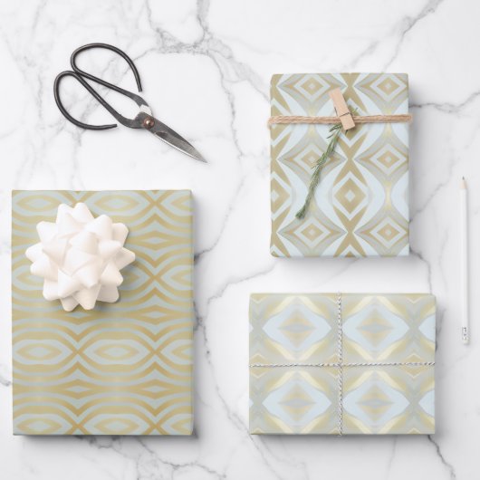 シック金ゴールド可変パターン(の模様が)ある ラッピングペーパーシート (正面)