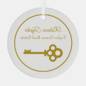 シック金ゴールド実在鍵エステートカスタム不動産仲介業者クリスマス ガラスオーナメント (裏面)